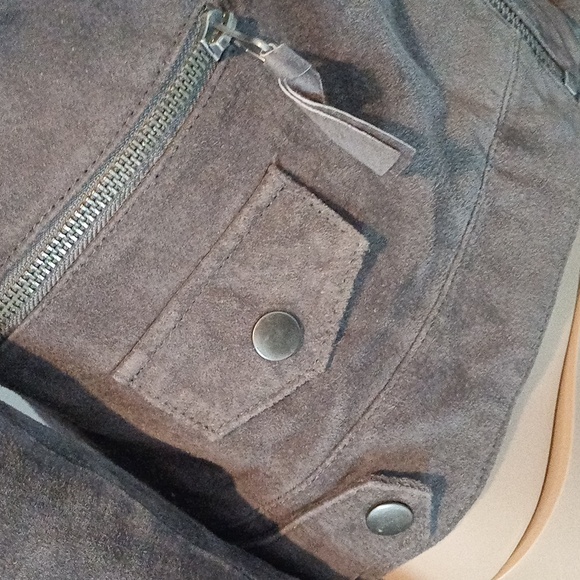 Asos Cloud grey suede biker jacket 0 XS - Picture 5 of 16